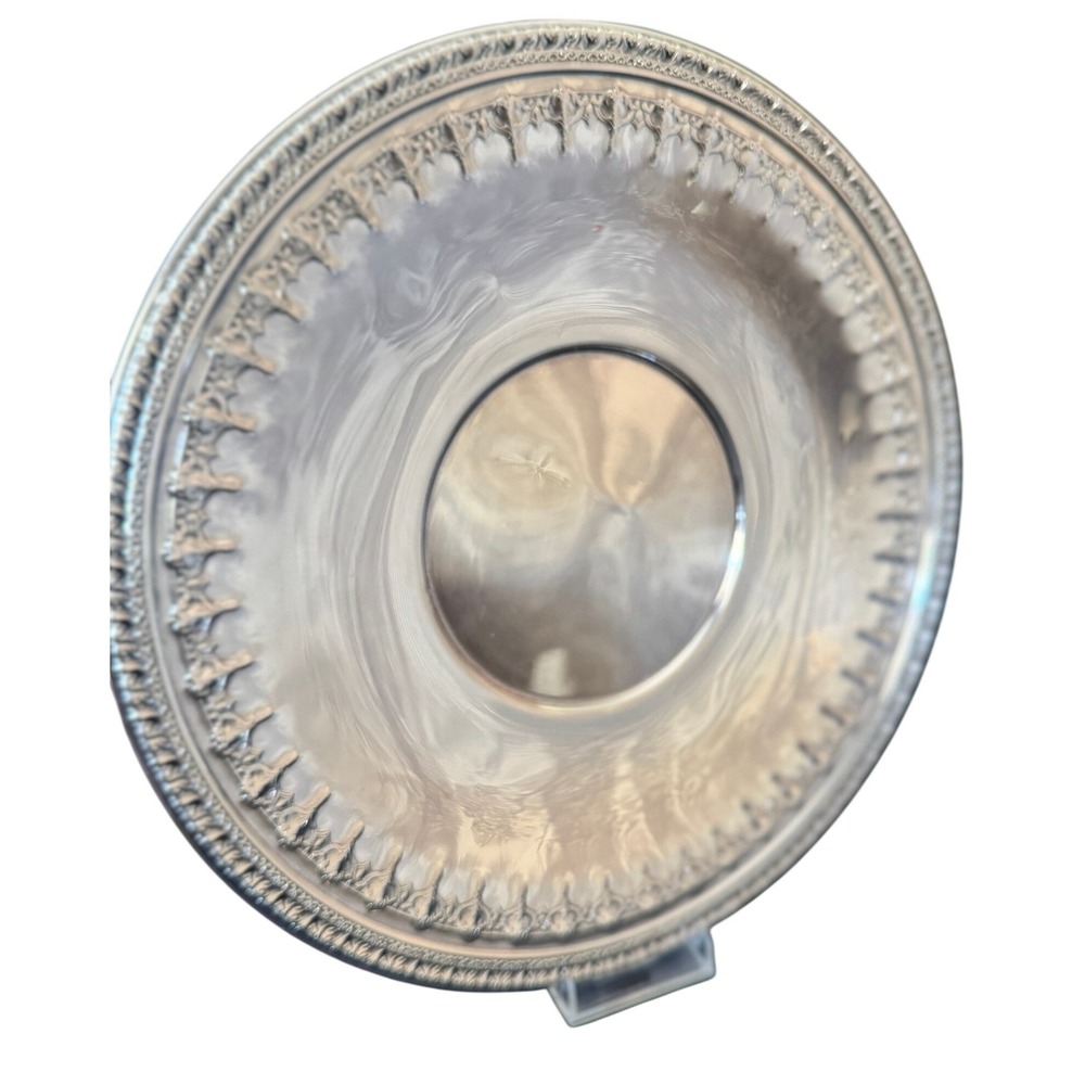 Reed & Barton 1287 Silver Plate Round Serving Tray Gadroon Scroll Border 12in